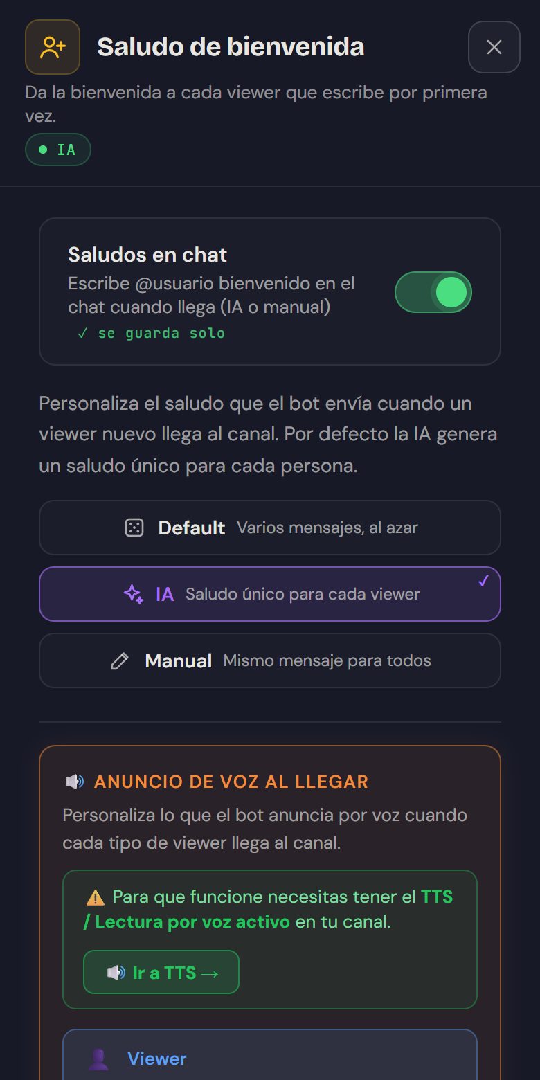 El saludo de bienvenida abierto en el móvil